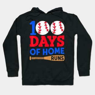 100 Days Of Home Runs Happy 100 Days Of School Hoodie